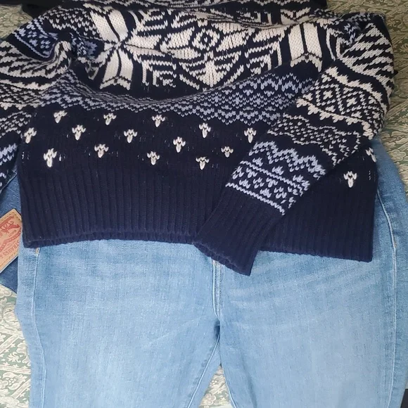 Vineyard Vines Merino Wool Blue Fair Isle Roll Mock Neck Sweater XXS - Picture 8 of 8